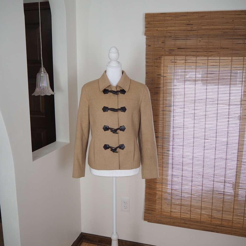 Vintage Talbots Camel Hair Jacket Women's Size 6 Petite Toggle Pea Coat Italy - Picture 3 of 15